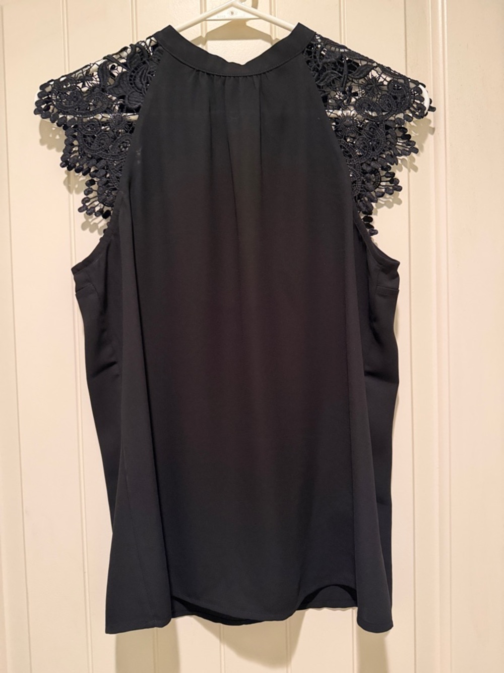 Express Sleeveless Black Crochet Shoulder Blouse